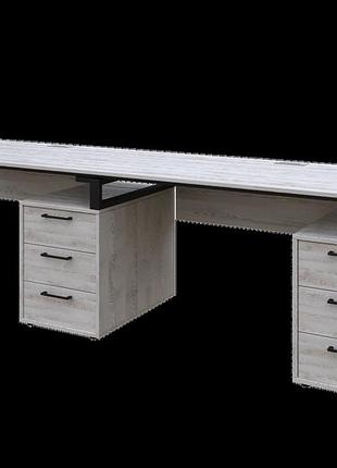 Офисный письменный стол loft details l135 double 270 см з царгою сосна лофт, чорний, 18