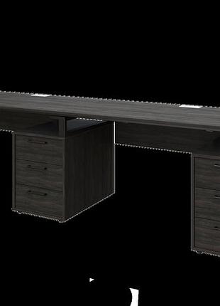 Офисный письменный стол loft details l135 double 270 см с царгой , серый, 18 морське дерево, 36, черный