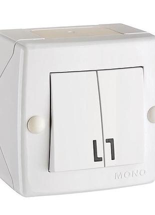 Выключатель двухклавишный mono electric octans ip20 белый 104-010101-102