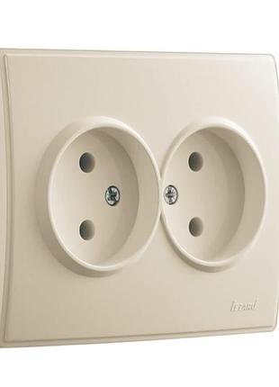 Розетка двойная без заземления lezard lesya крем 705-0303-128b
