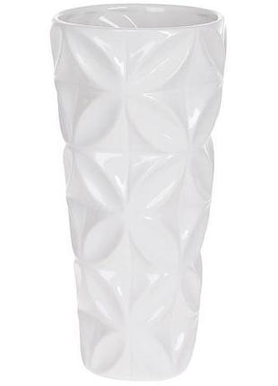 Ваза керамічна "stone flower шарлотта" ø15x30см, білий глянець