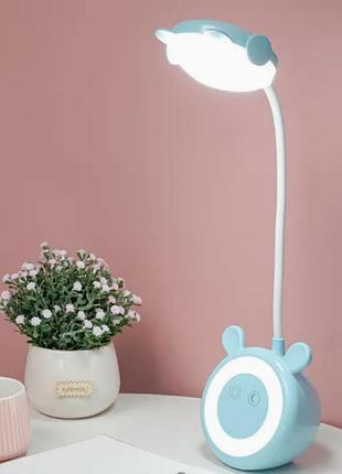 Лампа настільна led pl-1947 d323l з акумулятом 18650 1200mah 5вт 5w 200lm 3800-4100к usb white