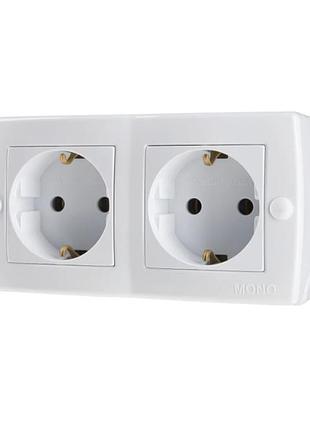 2-я розетка с заземлением, mono electric, octans ip 20 (белый)
