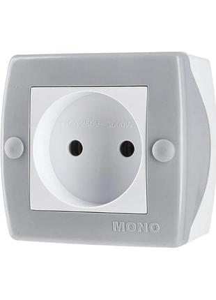 Розетка без заземления mono electric octans ip20 серая (104-020006-116)