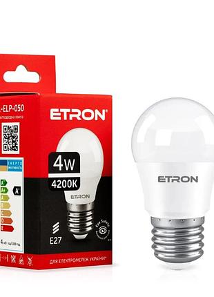 Світлодіодна led лампа etron 4w g45 4200k 220v e27 денне світло 1-elp-050