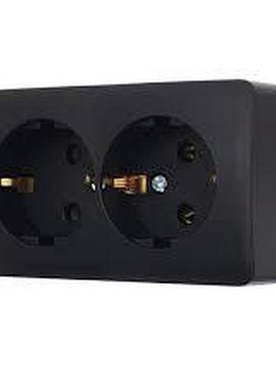 ¶розетка двойная с заземлением lezard viola антрацит (751-4200-127b)