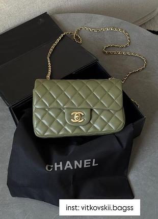Сумочка classic 1.55 small single flap in green/gold💚