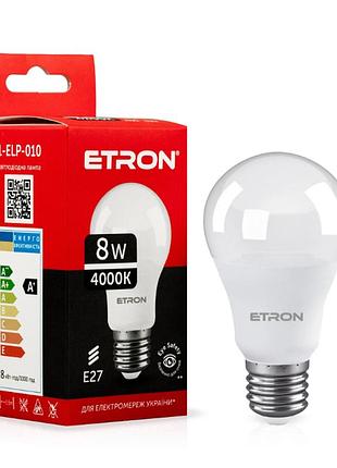 Світлодіодна led лампа etron 8w a55 4000k e27 денне світло 1-elp-010