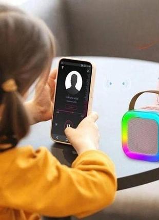 Караоке дитяче з led підсвічуванням з одним мікрофоном k12 рожеве top shop ua_
