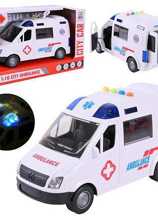 Машина арт. zy221a (48шт/2) батар. швидка допомога, світло,звук,двері відчиняються, короб. 26*11,5*16,5см