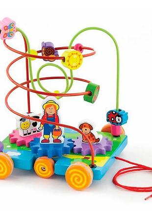 Дерев'яна каталка-лабіринт viga toys шестерінки (50120)