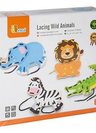 Дерев'яна шнурівка viga toys африканські звірята (51326)