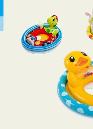 Игрушка круг надув. 59570 (12шт) "зверюшки" 3 вида, со спинкой, винил (3-5 лет) рем комплект, до 23 кг, 7