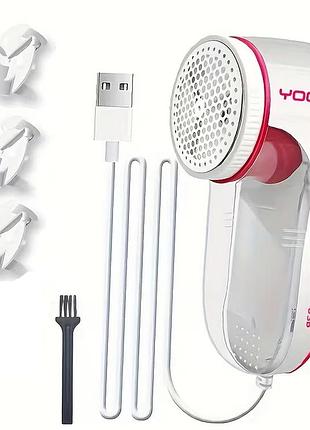 Машинка для удаления катышков lint remover yg-208 usb 5 вт 3 лезвия в комплекте