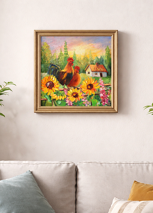 Подсолнухи и полевые цветы, оргалит, 35х45