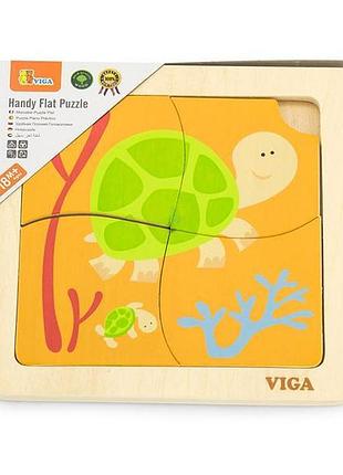 Дерев'яний міні-пазл viga toys черепашки, 4 ел. (50143)