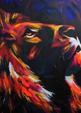 Картина рисование по номерам лев картины в цифрах на подрамнике дикие животные rainbow art gx43752
