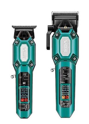 Комплект акумуляторний триммер та машинка для стрижки волосся vgr v-600&900 green зелений top shop ua_