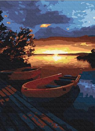 Картина рисование по номерам природа набор для росписи красивый закат на озере 40x50 brushme bs21737