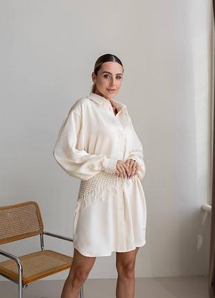 Сукня сорочка шовк дабл жіноча молочна вершкове масло чорна xs s m l xl xxl