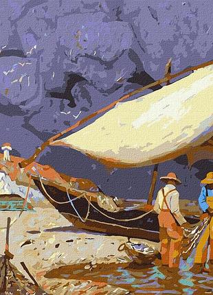 Картина рисование по номерам рыбаки ©tolstukhin artem набор для росписи 40х50 люди идейка kho2611