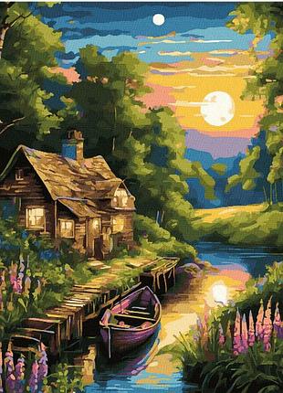 Раскраска с цифрами для взрослых дом у ручья 40х50см rainbow art gx47364 картина по номерам пейзаж вертикальна