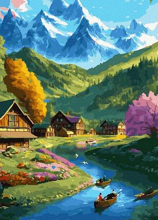 Пейзажи картины по номерам альпийская деревня 40х50см rainbow art gx47398 картина раскраска по цифрам природа