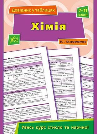 Довідник з хімії україни у таблицях хімія 7-11 класи островерхова н вид ула м/обкл укр мова