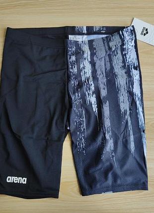 Мужские плавки боксеры джамеры arena m team painted stripes jammer black-multi grey