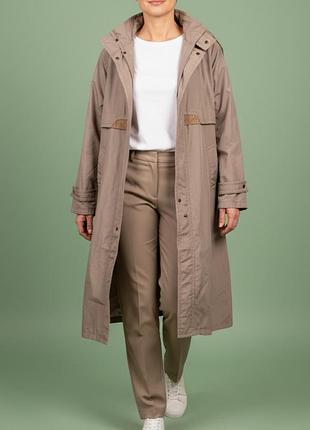 Вінтажний бежевий плащ тренч oversize унісекс максі з поясом