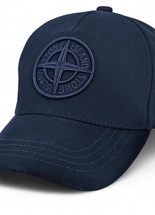Кепка бейсболка stone island мужская темно-синяя 100% коттон 3d вышивка логотипа весна-лето-осень 57-58