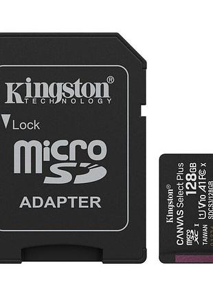 Карта памяти microsdxc (uhs-1) kingston canvas select plus gen3 128gb class 10 а1 (r-150mb/s) (adapter sd)