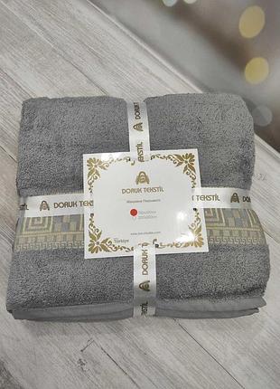Простирадло махрове doruk tekstil полуторний розмір 150 на 200 см темно-сіре