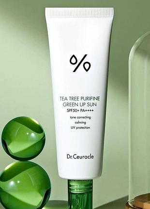 Сонцезахисний крем для обличчя - dr. ceuracle tea tree purifine green up sun spf50