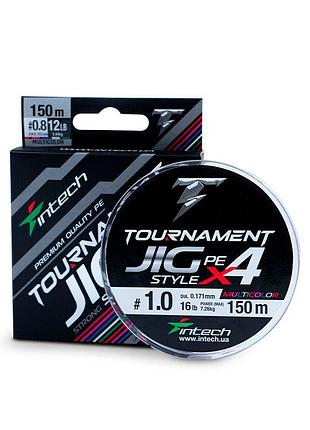 Шнур плетеный intech tournament jig style pe x4 multicolor 150m 0.6 10lb / 4.54kg