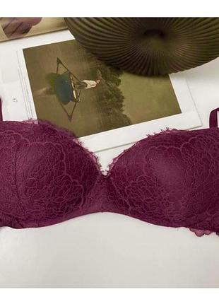 Victoria’s secret шикарный бордовый кружевной бюст как новый