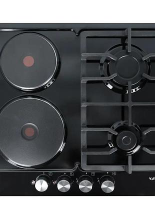 Комбинированная варочная поверхность ventolux hg622 b3 s bk (2 газовых + 2 электро)