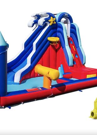 Надувний аквапарк costway slide 6-в-1 з гіркою для скелелазіння (без вентилятора)
