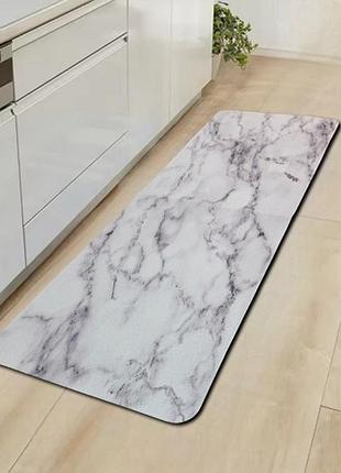 Инновационный диатомитовий коврик для кухни 160х50см marmur premium антискользящий бело-серій мрамор