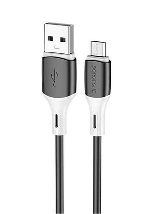 Кабель borofone bx79 usb - micro 2.4a, 1m, силиконовый, силиконовые разъемы, цвет черный bx79mb