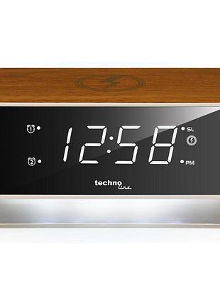 Часы настольные с радио technoline wt487 wireless mobile charging white/brown (wt487) 3
