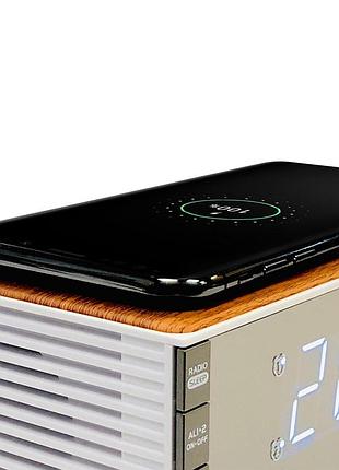 Часы настольные с радио technoline wt487 wireless mobile charging white/brown (wt487) 4