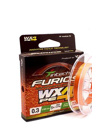 Шнур плетеный intech furios pe wx4 120m 0.4 6lb / 2.72kg