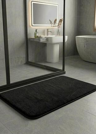 Килимок для ванної memory foam smooth premium. антиковзкий, вологопоглинаючий чорний 60х40см