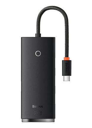 Хаб адаптер переходник usb-hub baseus lite series 4-port type-c hub adapter (type-c to usb 3.0*4) 25cm black