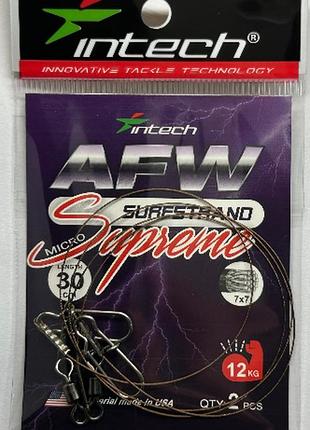 Поводок металлический intech afw surfstrand micro supreme 7х7 30см (2шт/уп) 0.35mm/26lb/12kg