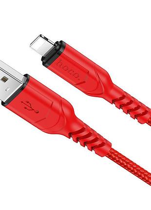 Кабель hoco x59 usb to ip 2.4a, 1m, nylon, tpe connectors, red