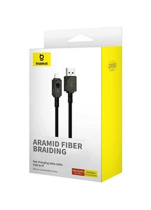 Кабель type c - lightning baseus unbreakable series fast charging data cable usb to ip 2.4a 2m cluster black 2