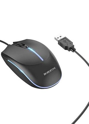 Мышь проводная borofone bg10 soaring game luminous wired mouse, цвет черный bg10b