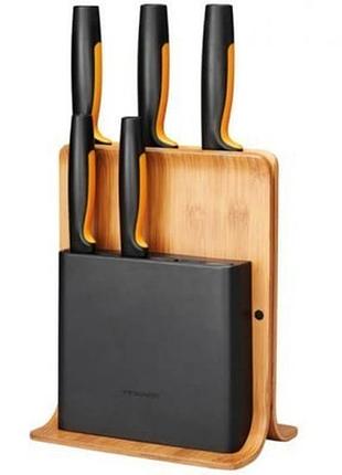 Набор ножей fiskars ff с бамбуковой подставкой 5 шт. 1057552